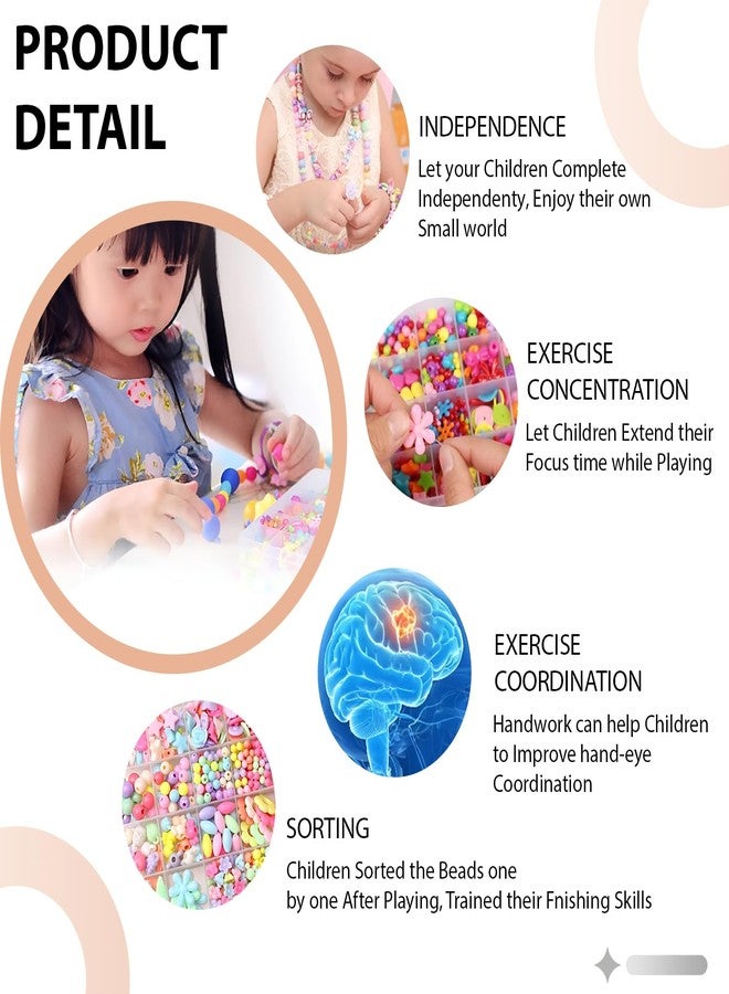 SYGA Beads for Kids Crafts Children's Jewelry Making Kit DIY Bracelets Necklace Hairband and Rings Craft Kits Birthday for 4, 5, 6, 7-Year-Old Little Girls-Multicolor (DIYBeadsSet-36) - Image 4